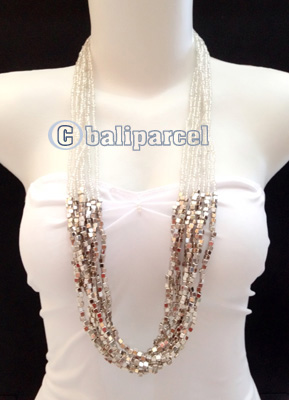 Necklaces Handmade From Bead With Silver Metal