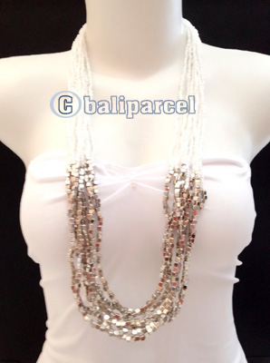 Necklaces Handmade From Bead With Silver Metal
