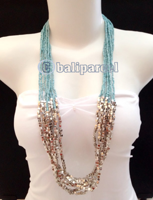 Necklaces Handmade From Bead With Silver Metal