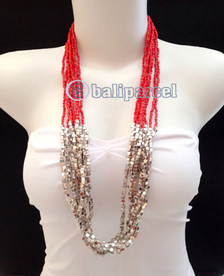Necklaces Handmade From Bead With Silver Metal