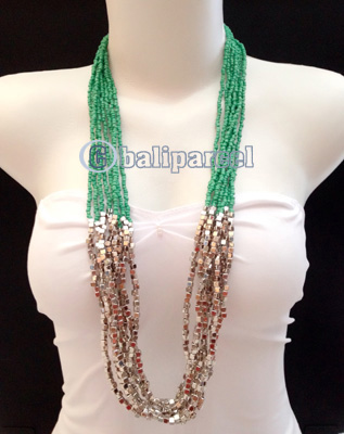 Necklaces Handmade From Bead With Silver Metal
