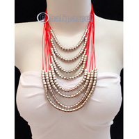 Necklaces Handmade From String Layer With Silver Metal