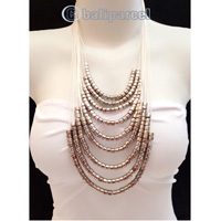 Necklaces Handmade From String Layer With Silver Metal