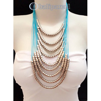 Necklaces Handmade From String Layer With Silver Metal