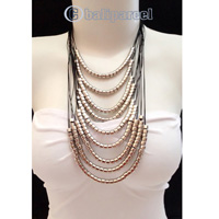 Necklaces Handmade From String Layer With Silver Metal