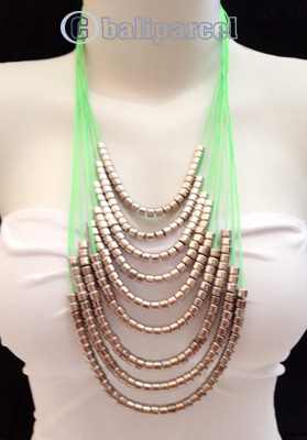 Necklaces Handmade From String Layer With Silver Metal