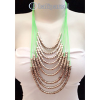 Necklaces Handmade From String Layer With Silver Metal