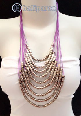 Necklaces Handmade From String Layer With Silver Metal