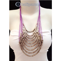 Necklaces Handmade From String Layer With Silver Metal