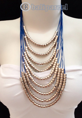 Necklaces Handmade From String Layer With Silver Metal
