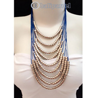Necklaces Handmade From String Layer With Silver Metal