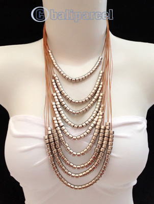 Necklaces Handmade From String Layer With Silver Metal