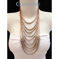 Necklaces Handmade From String Layer With Silver Metal