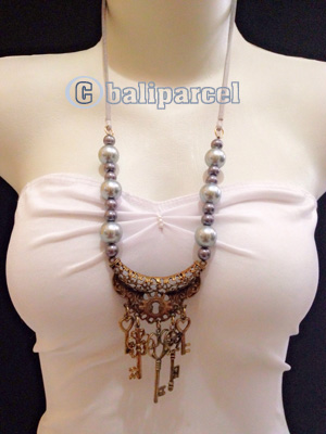 Necklaces Handmade From Stone With Crystal And Metal