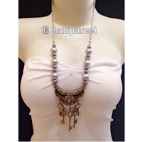Necklaces Handmade From Stone With Crystal And Metal