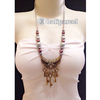 Necklaces Handmade From Stone With Crystal And Metal