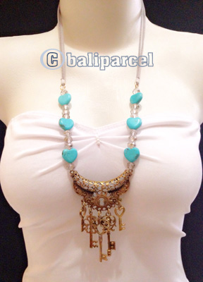Necklaces Handmade From Stone With Crystal And Metal