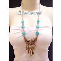 Necklaces Handmade From Stone With Crystal And Metal