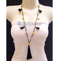 Necklace Taseel Bead With Gold Metal