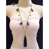Necklace Taseel Bead With Gold Metal