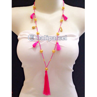 Necklace Taseel Bead With Gold Metal
