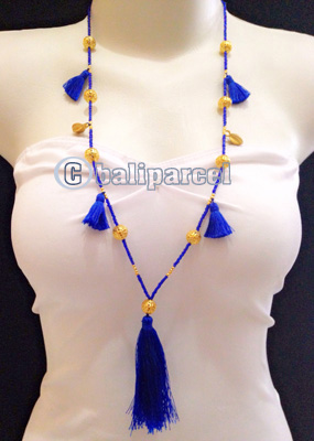 Necklace Taseel Bead With Gold Metal