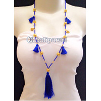 Necklace Taseel Bead With Gold Metal