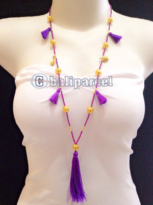 Necklace Taseel Bead With Gold Metal