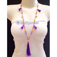 Necklace Taseel Bead With Gold Metal
