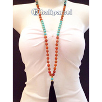 Necklaces Tassel Rudraksha, Glass And Turquoise Stone