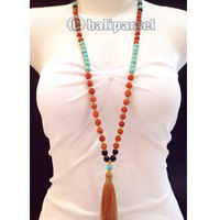 Necklaces Tassel Rudraksha, Glass And Turquoise Stone