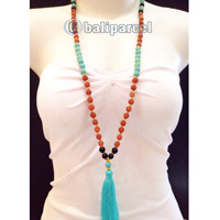 Necklaces Tassel Rudraksha, Glass And Turquoise Stone