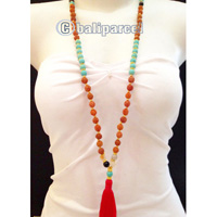 Necklaces Tassel Rudraksha, Glass And Turquoise Stone