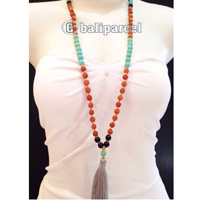 Necklaces Tassel Rudraksha, Glass And Turquoise Stone