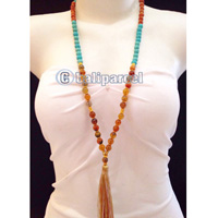 Necklaces Tassel Rudraksha, Glass And Turquoise Stone