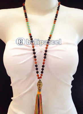 Necklaces Tassel Rudraksha, Glass And Turquoise Stone