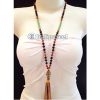 Necklaces Tassel Rudraksha, Glass And Turquoise Stone