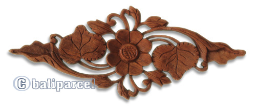 Wooden Wallhanging Lotus, Handmade From Suar Wood With Brown Polished