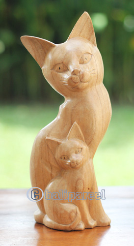 Wooden Cat, Handmade From Hibuscus Wood