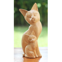 Wooden Cat, Handmade From Hibuscus Wood