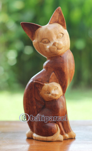 Wooden Cat, Handmade From Hibuscus Wood