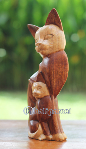 Wooden Cat, Handmade From Hibuscus Wood