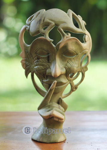 Wooden Mask Carving, Handmade From Waru Wood