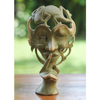 Wooden Mask Carving, Handmade From Waru Wood