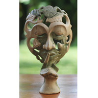 Wooden Mask Carving, Handmade From Waru Wood