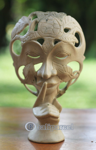 Wooden Mask Carving, Handmade From Waru Wood