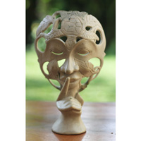 Wooden Mask Carving, Handmade From Waru Wood