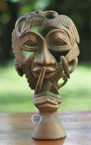 Wooden Mask Carving, Handmade From Waru Wood