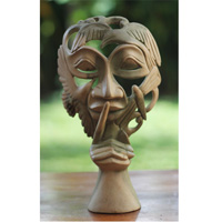 Wooden Mask Carving, Handmade From Waru Wood