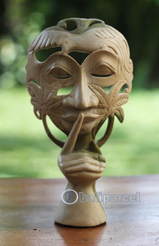Wooden Mask Carving, Handmade From Waru Wood